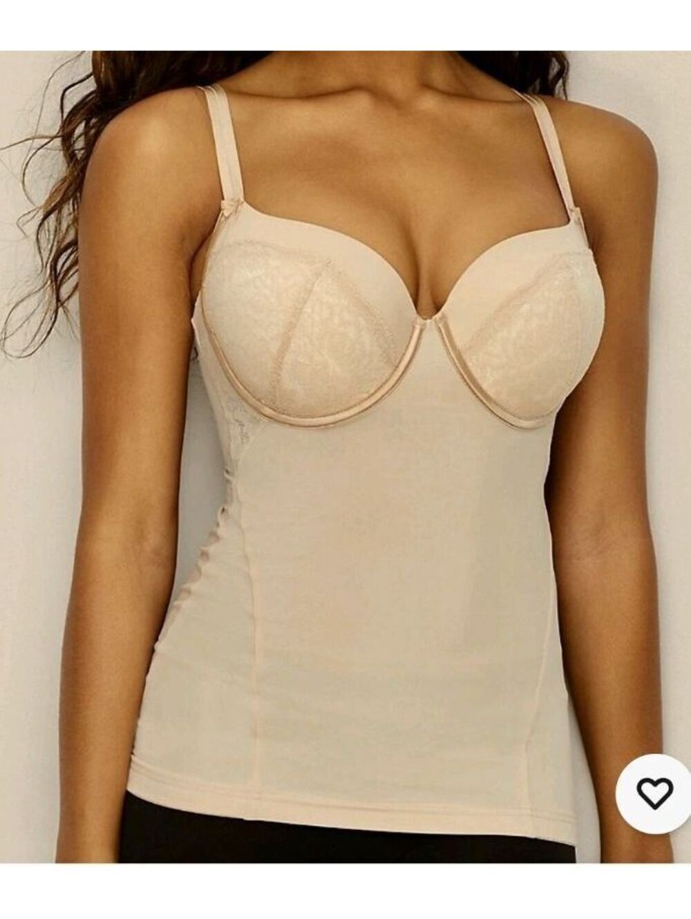 Maidenform. Beige Lace Underwire Shaping Camisole Top, Size Medium
